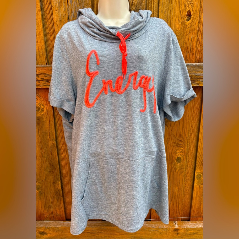 Livi Active Lane Bryant Cotton/Poly L/S Gray Energy Pullover Hoodie. Size 22/24.